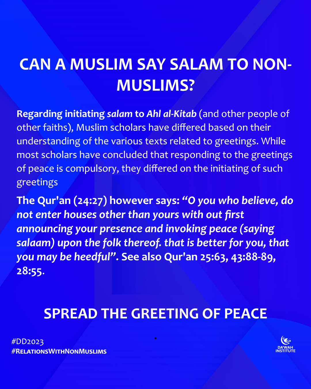 CAN A MUSLIM SAY SALAM TO NON-MUSLIMS?