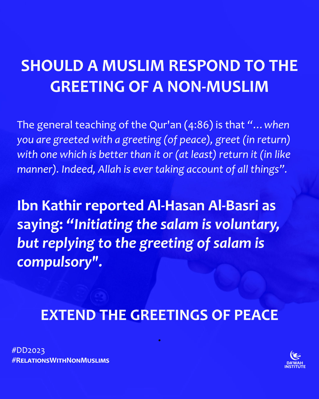SHOULD A MUSLIM RESPOND TO THE GREETING OF A NON-MUSLIM